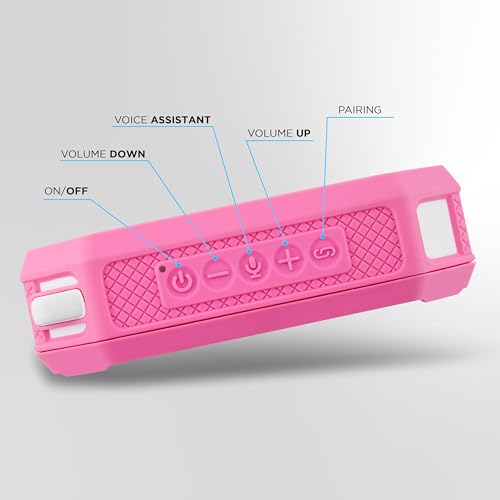 Altec Lansing Portable Bluetooth Speaker HYDRAMINI 2.0, IP67 Waterproof, Portable Speaker, 12h Playtime, Wireless Pairing, USB-C Quick Charge, Magnetic Bluetooth, Voice Assistant Integration - color: Electric Pink/White