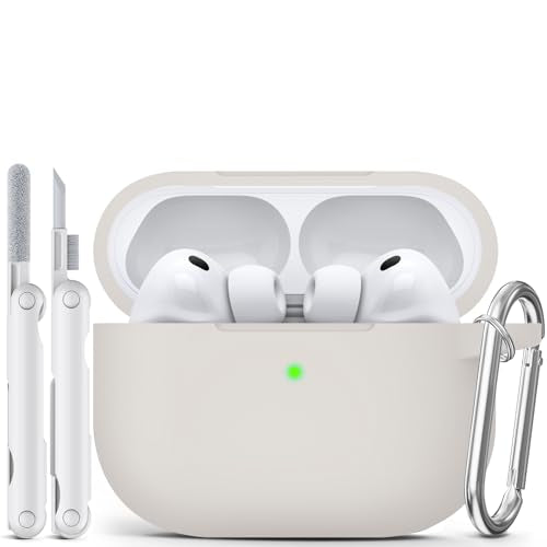for AirPods Pro 3 Case 2025,Come with Cleaner Kit,Stone | Silicone Protective Cover for Airpod Pro 3rd Generation Case with Keychain,for Women Men,One-Piece Design,Shockproof - color: C-Stone