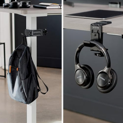 VIVO Black Clamp-on Hook for Desktop and Desk Leg Mounting, Mount-HLC1 | Steel Clip Holder for Office Accessories, Hanger for Bags, Headphones, and More, Workstation Organizer