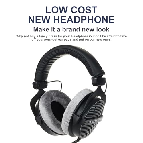 Velour Ear Pads 100 mm Universal Replacement Ear Pads Cushions Suitable Many Large Headphones Round Memory Foam Earpads Compatible with Beyerdynamic, Sennheiser, AKG, ATH, Sony & More (Gray) - color: Gray