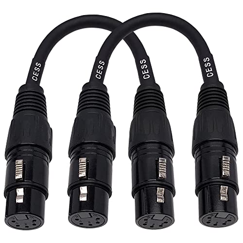 CNCESS XLR 5-Pin Female to Female Patch Cable, 6 in, 2-Pack