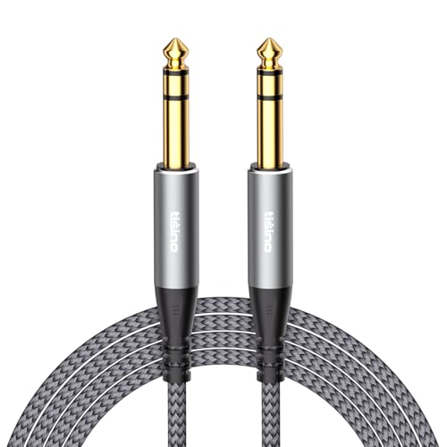 Tisino 1/4" TRS Cable, Balanced Stereo Instrument Guitar Cable, 6.6 FT | 6.35mm Male to Male TRS Patch Cable for Studio Monitors, Mixer, Speaker, Guitar, Gold-Plated Shielded Interconnect Lead - size: 2m/6.6ft