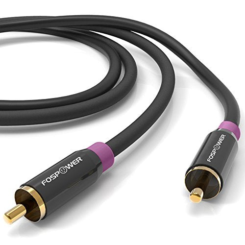 FosPower Subwoofer Cable (10 FT) RCA to RCA Audio Stereo Cable, Male to Male - Dual Shielded Cord | 24K Gold Plated Connector | Corrosion Resistant | Clean Sounding Signal - size: 10 Feet