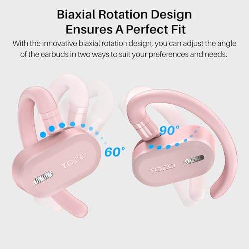 TOZO O2 Open Ear Wireless Earbuds,Multi-Angle Adjust 42H Bluetooth 5.3 - color: Pink