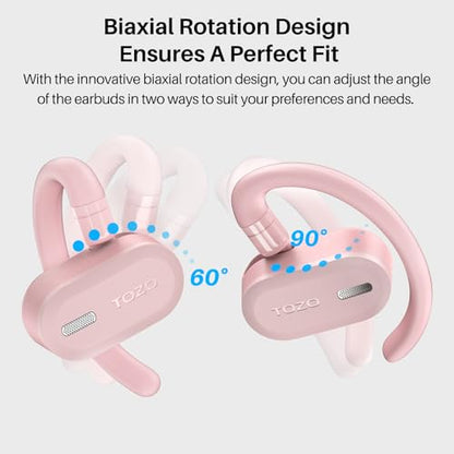 TOZO O2 Open Ear Wireless Earbuds,Multi-Angle Adjust 42H Bluetooth 5.3 - color: Pink