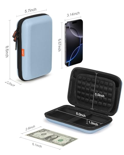 Shockproof Hard Shell Carrying Case, Case for External Hard Drive - color: Light-Blue