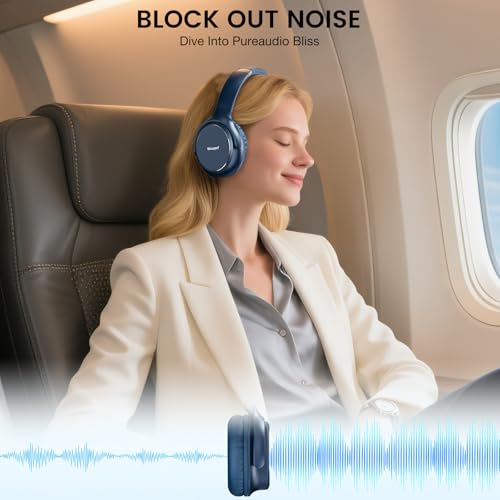 USB C Wired Over-Ear Headphones with Microphone | Volume Control, Share Port, Adjustable Headband Foldable Stereo Headset for Adult/Teens for iPhone 16, Laptop, Gaming, Travel - color: Blue