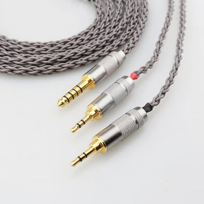 4.4mm to Dual 3.5mm / 2.5mm Male Cable Compatible for Hifiman HE4XX HE400S, HE-400i Headphones 8 Core Braided Silver Plated Replacement Audio Upgrade Cable 2M (4.4mm to Dual 2.5mm Male)