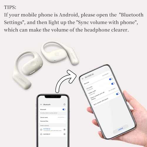 Open Ear Earbuds, True Wireless Headphones with Earhooks | Bluetooth 5.3 Air Conduction Sport Headphones | IPX4 Waterproof, Lightweight with Microphone