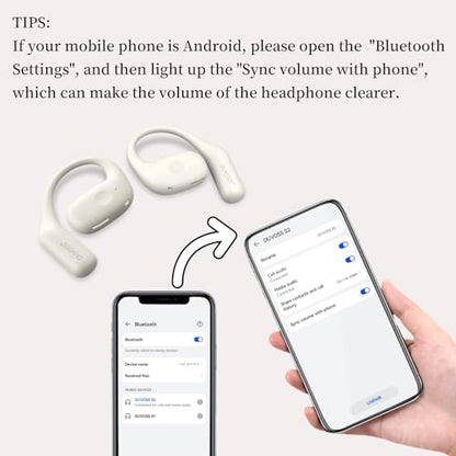 Open Ear Earbuds, True Wireless Headphones with Earhooks | Bluetooth 5.3 Air Conduction Sport Headphones | IPX4 Waterproof, Lightweight with Microphone