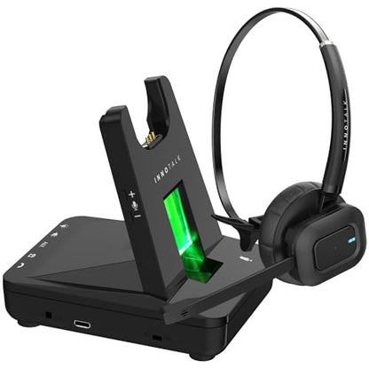 INNOTALK - Desk Phone Wireless Headset with RJ9 Adapter, 12-Hour Talk Time Handsfree Phone Headset, Office Phone Headset for Desk Phone, 300 Ft. Long Range Wireless Headset, W780
