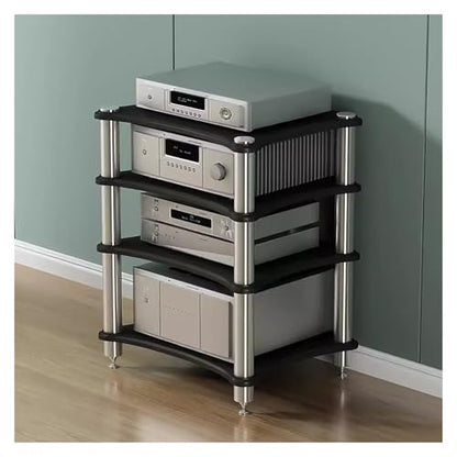 Living Room/Small Spaces Audio Component Rack Tower Media Stereo Stand Equipment Shelves, Heavy Duty Modern HiFi Audio Racks Stereo Rack System, Black-4 Tier - color: Black, size: 4 tier