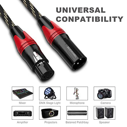 XLR Cables 50ft 4 Packs, XLR Microphone Cables, XLR Speaker Cable Male to Female Nylon Braided 3 Pins - size: 50ft