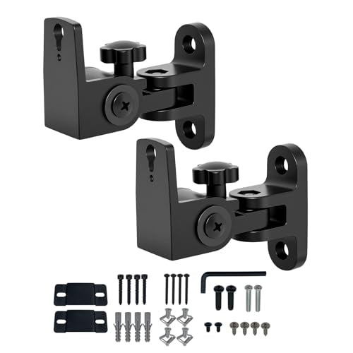 Speaker Wall Mount, Swivel and Tilt, Holds Up to 30lbs, 2 Packs | All Aluminum Wall Speaker Mount for Small Speakers, Compatible with JBL,Samsung, KEF, Klipsch, Sony and More, BS-218pro,Black