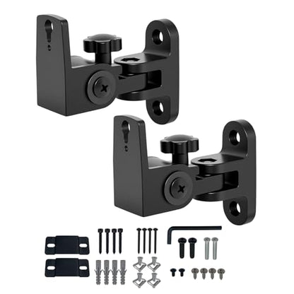 Speaker Wall Mount, Swivel and Tilt, Holds Up to 30lbs, 2 Packs | All Aluminum Wall Speaker Mount for Small Speakers, Compatible with JBL,Samsung, KEF, Klipsch, Sony and More, BS-218pro,Black