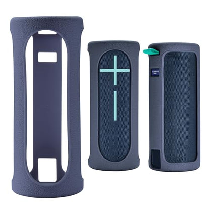 Travel Carrying Protective Silicone Case Compatible with Ultimate Ears Boom 4 Portable Bluetooth Wireless Speaker, Silicone Case Cover with Metal Hook for Ultimate Ears Boom 4 (Blue) - color: Blue