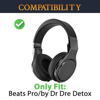 SOULWIT Ear Pads Cushions Replacement for Monster Beats Pro/by Dr Dre Detox Headphones, Ear Pads with Softer Protein Leather, High-Density Noise Isolation Foam- Red - color: Red
