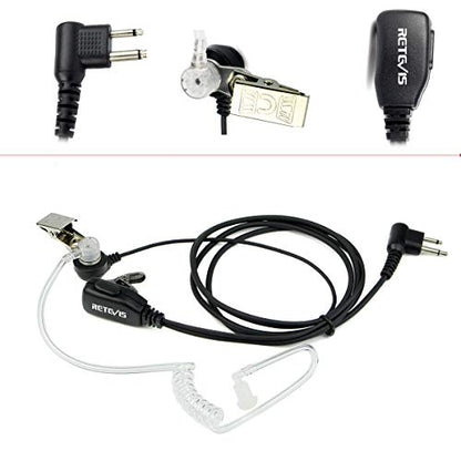 Retevis Acoustic Tube Walkie Talkie Earpiece with Mic, 2 Pin(5 Pack) | Compatible with Motorola CP100/CP100D/CP185/CP200/CP200D/ GP300/GP2000/BRP40/DLR1060 Walkie-talkies, Two Way Radio Earpiece