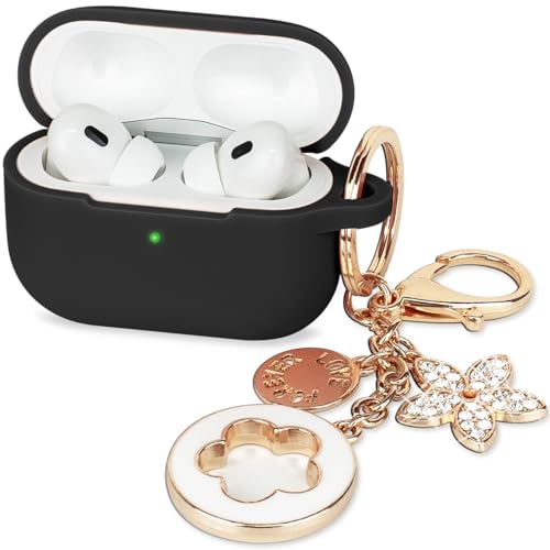 Case for Apple Airpods Pro 3 (2025) - VOTILE Airpods Pro 3 Cases Cover Women Silicone iPods Pro 3 Earbuds Wireless Accessorie Charging Cases Girl Bling Keychain for Airpod iPods Pro 3 - Black - color: Black, size: for AirPods Pro 3 (2025)