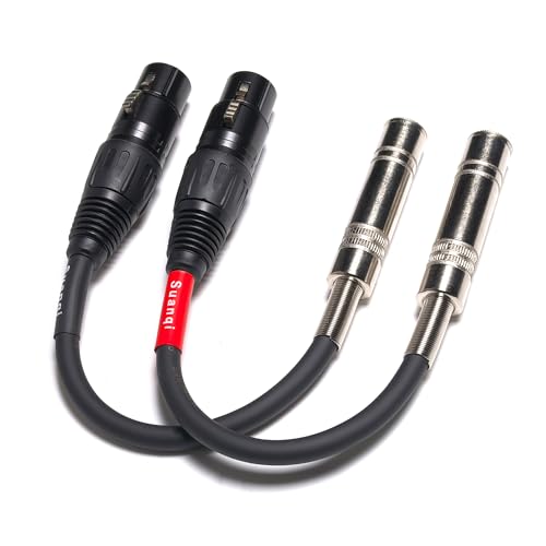 XLR Female to 1/4 Inch TRS Female Adapter Cable, 6 Inch, 2 Pack - style: XLR Female to TRS Female