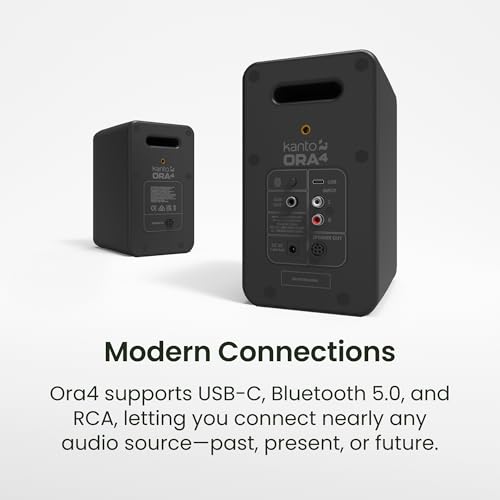 Kanto ORA4 Powered Bluetooth Desktop Speakers - Pair Matte Black - color: Black, size: 4" Woofer - 140 Watts