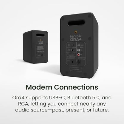 Kanto ORA4 Powered Bluetooth Desktop Speakers - Pair Matte Black - color: Black, size: 4" Woofer - 140 Watts