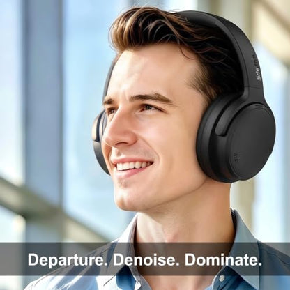 Srhythm NiceComfort 35(2nd Gen)Noise Cancelling Headphones 4-Speakers 40kHz | HD Sound,140 Hours' Ultra-long Playtime for Travel,Bluetooth 6.0,5 Microphones ENC,Transparency,Spatial Audio,Low Latency - color: Matte Black