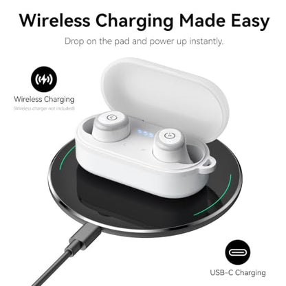 TOZO T10 Wireless Earbuds Powerful Bass Stereo Wireless Charging, APP, IPX8 | Waterproof, 55H Playtime, Ergonomic Design In Ear buds, App Customize EQ, Bluetooth 5.3 Headphones for Work, Travel, White - color: Matte White