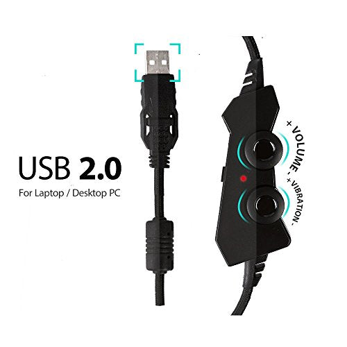 Redragon H301 SIREN2 7.1 Channel Surround Stereo Gaming Headset Over Ear Headphones with Mic Individual Vibration Noise Canceling LED Light