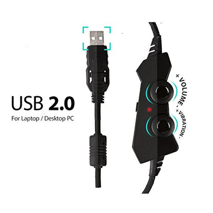 Redragon H301 SIREN2 7.1 Channel Surround Stereo Gaming Headset Over Ear Headphones with Mic Individual Vibration Noise Canceling LED Light