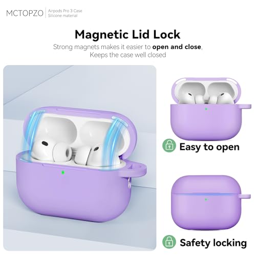 for AirPods Pro 3 Case 2025,Come with Cleaner Kit,Magnetic Purple | Silicone Protective Cover for Airpod Pro 3rd Generation Case with Keychain,for Women Men,One-Piece Design,Shockproof,Magnetic - color: A1-Magnetic Purple