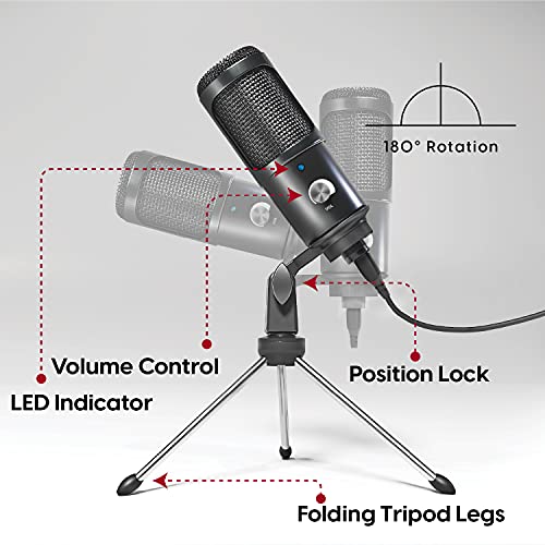 TALK WORKS USB Microphone with Tripod - External Microphone for Computer - Gaming, Streaming, Meetings, Podcasts, Recording and More - Adjustable and Portable with USB Cable Included