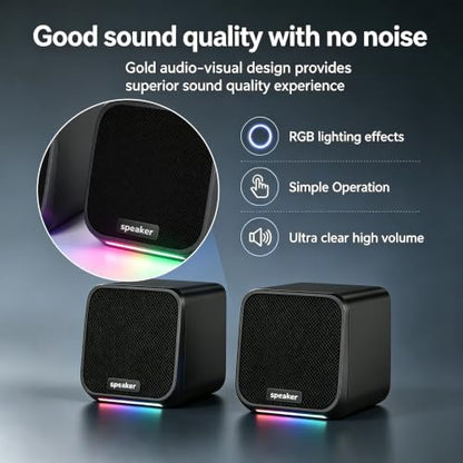 Computer Speakers USB-A Powered Wired Stereo Desktop Speakers with 3.5mm Aux Plug No Bluetooth for PC Laptop 2026, Brown - color: Brown