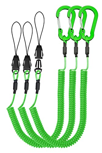 Lix&Rix Retractable Coiled Lanyards with Detachable Buckle | Quick Release Carabiner Clips - color: Green 3pcs