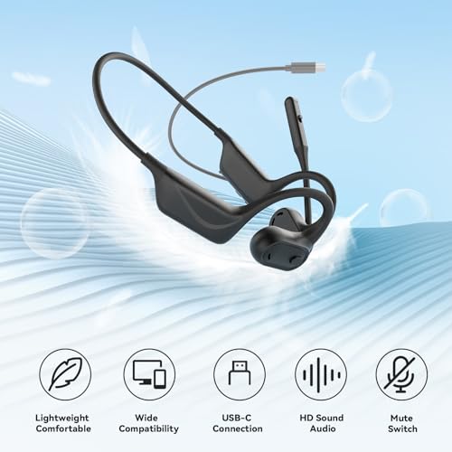 MONODEAL USB Headset with Microphone for PC Laptop, Open Ear Headphones | Computer Headset with Noise Canceling Boom Mic, Wired Headset for Call Center, MS Teams, Gaming and More - color: Gray-black