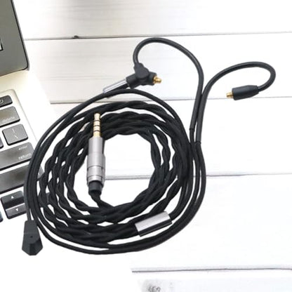 Earphone Cable MMCX Replacement Earphone Wire 3.5mm Audio Jack Detachable Earbuds Exchange Nylon Braided Cord with Mic and Comfortable