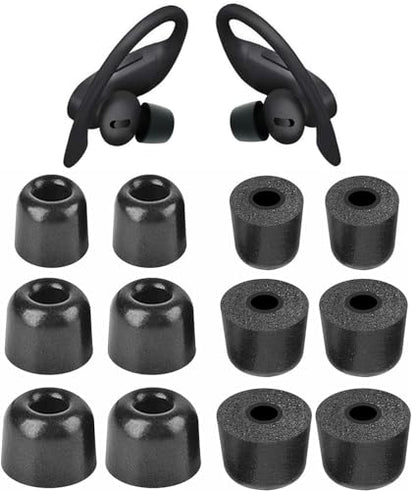 Foam Ear Tips Compatible with Powerebats Pro Replacement Ear Tips, Perfect Noise Cancellation, Fit in Case, S/M/L 3 Size Foam Tips 6 Pairs Black (515) - size: S/M/L