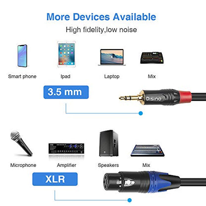 Dual Female XLR to 3.5mm Y-Splitter Cable, Unbalanced XLR Female to 1/8 Inch Mini Jack TRS Stereo Aux Interconnect Audio Mic Breakout Patch Cord - 10 Feet/3 Meters - size: 10 Feet