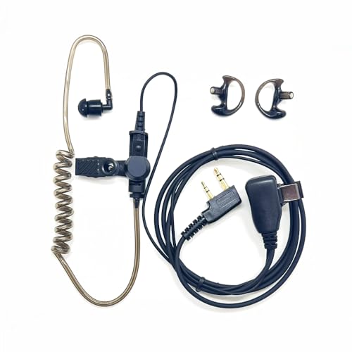 Covert Air Acoustic Tube Earpiece with Mic for Baofeng UV-5R Two Way Radio, Surveillance Headset and PTT Compatible with Walkie Talkies Brands Baofeng,Kenwood, Pxton, Wouxun,Puxing (1 Pack-Black) - style: Baofeng-Kenwood- 1 Pack(Black)