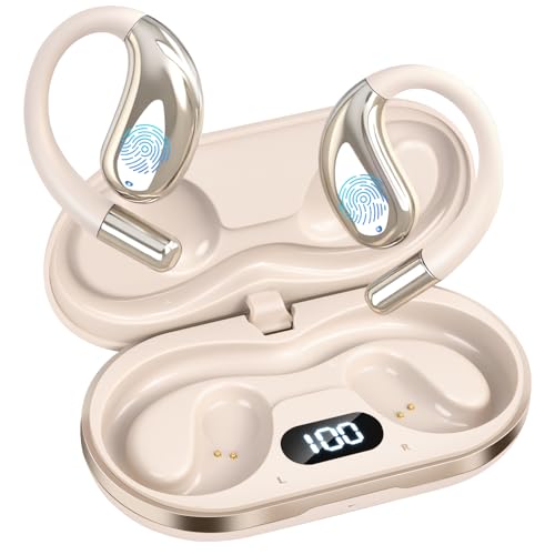 Open Ear Clip Wireless Earbuds Bone Conduction Headphones, Bluetooth 5.4, Open Ear Design for Running Fitness,IPX7 Waterproof,Office，Built-in Mic, Ear Hooks Ear Buds,Running,Workout ，Fit Cycling﻿