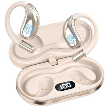 Open Ear Clip Wireless Earbuds Bone Conduction Headphones, Bluetooth 5.4, Open Ear Design for Running Fitness,IPX7 Waterproof,Office，Built-in Mic, Ear Hooks Ear Buds,Running,Workout ，Fit Cycling﻿
