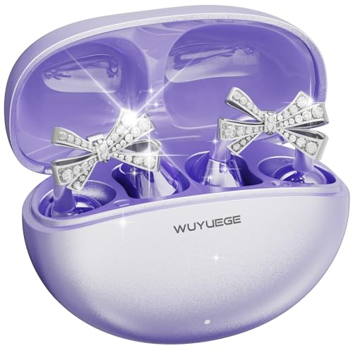2026 Open Ear Clip On Earbuds with Detachable Butterfly Earrings, Bluetooth 6.0 Wireless Headphones for Women, 50H Playtime, Lightweight & Pain-Free Fit for Small Ears, IPX6 Great Gift Purple - color: Purple