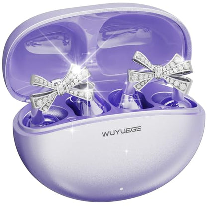 2026 Open Ear Clip On Earbuds with Detachable Butterfly Earrings, Bluetooth 6.0 Wireless Headphones for Women, 50H Playtime, Lightweight & Pain-Free Fit for Small Ears, IPX6 Great Gift Purple - color: Purple