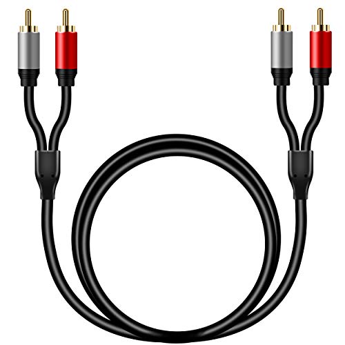 Tan QY 2RCA to 2RCA Audio Cable 40Ft-Gold Plated OFC for HDTV & Gaming | Premium OFC & Gold-Plugs Cable - Clear Bass, Noise Shielding for Home Theater, TV, Amp & Subwoofer - color: 40Ft/12M