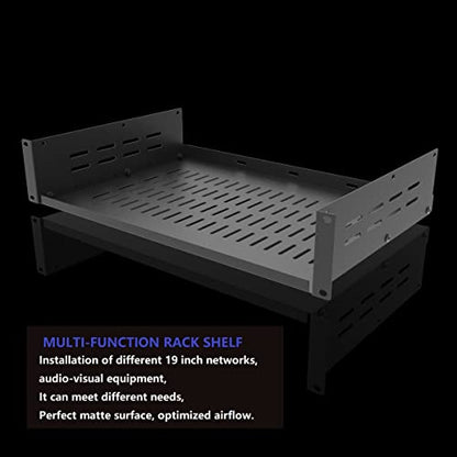 2U 19-Inch Universal Vented Rack Mount Cantilever Server Rack Shelf-12 Inch Deep-Disassembled Black (2U12InD) (Pack of 2) - size: 2U12InD (Pack of 2)