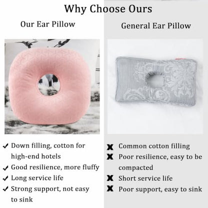 Ear Piercing Pillow with Hole for Cartilage Piercings, CNH Support (Lightpink Herringbone) - color: Lightpink Herringbone