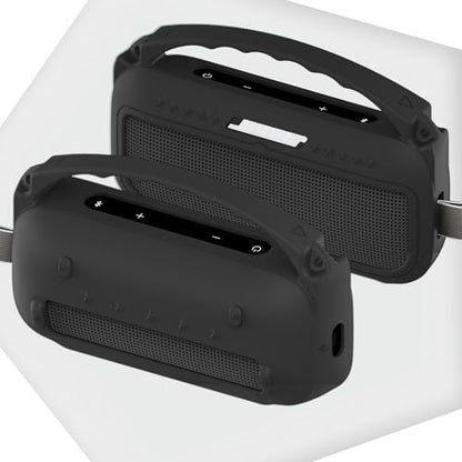 JCHPINE Silicone Cover and Carrying Case for Bose SoundLink Flex Speaker | Protective Cases with Handle and Shoulder Strap, Soft Silicone Cover and Hard Travel Case (Black) - color: Black Case