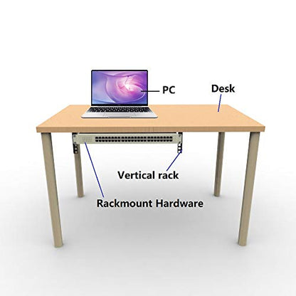 2U Steel Wall Mountable Simple Vertical Network Equipment Rack | Horizontal Under Desk Bracket for 19" Standard Network, AV, Studio Equipment Including Hardware for Assembly(2U) - size: 2U