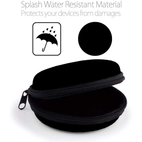 1 Pc Black Mini-Portable Hard Shell Earbuds Case, Round Earphone Carrying Case Storage Bag, Hard EVA Earphone Cases Cell Phone Accessories Organizer for Earphones Earbud