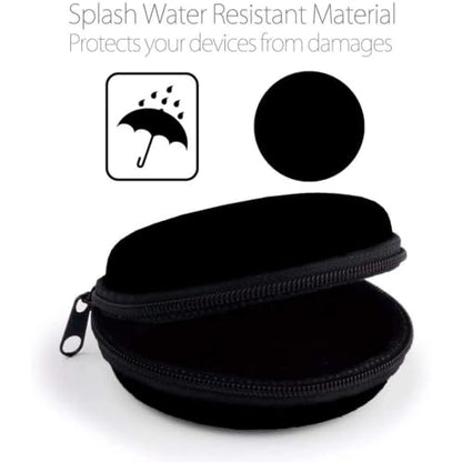 1 Pc Black Mini-Portable Hard Shell Earbuds Case, Round Earphone Carrying Case Storage Bag, Hard EVA Earphone Cases Cell Phone Accessories Organizer for Earphones Earbud